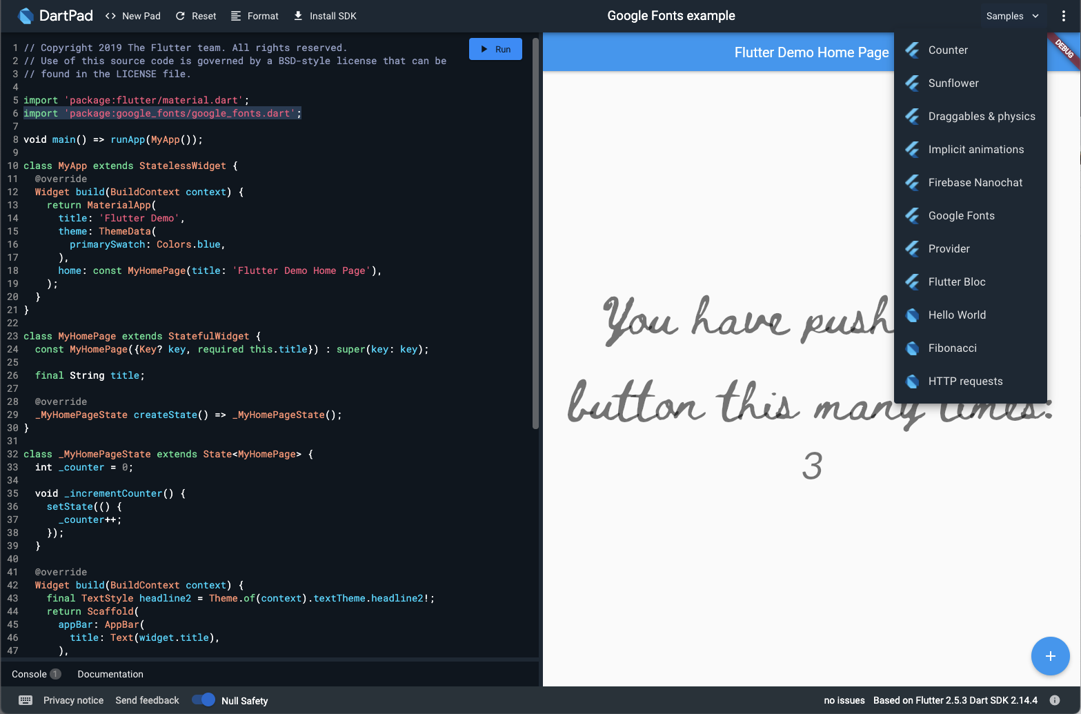Announcing package support for DartPad