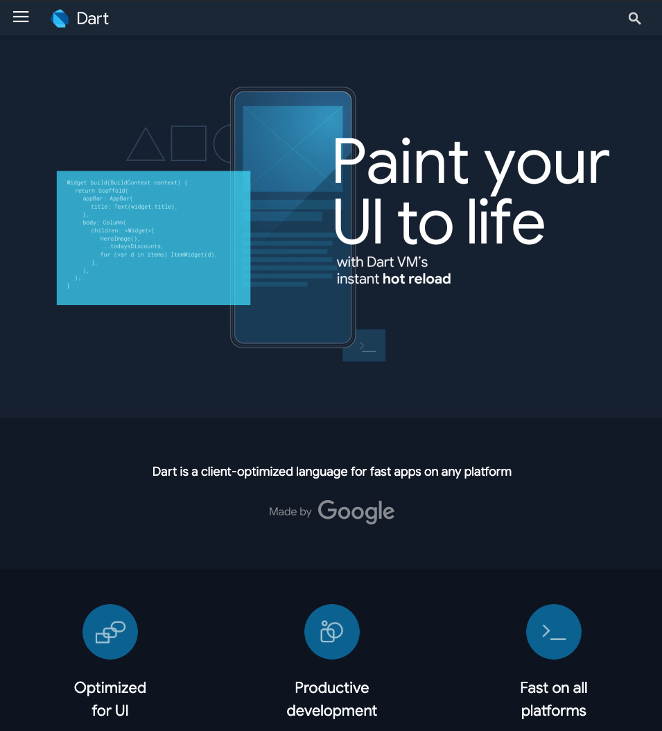 Redesigned [https://dart.dev](https://dart.dev) homepage